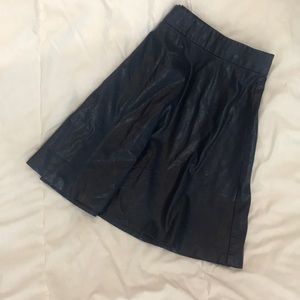 NWOT ,  Navy Leather Skater Skirt